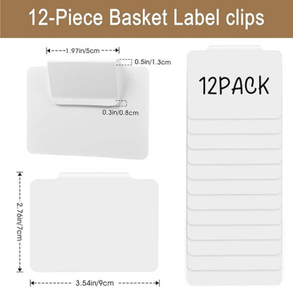 12pcs White Basket Labels Removable PVC Labels | Clip On - Image 2