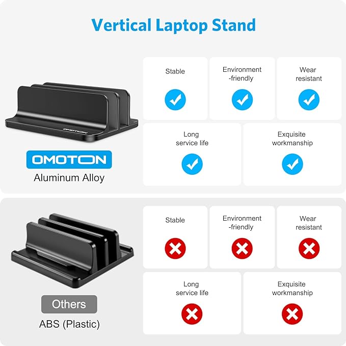 OMOTON Vertical Laptop Stand, Desktop Aluminum Mac Book Stand - Image 2
