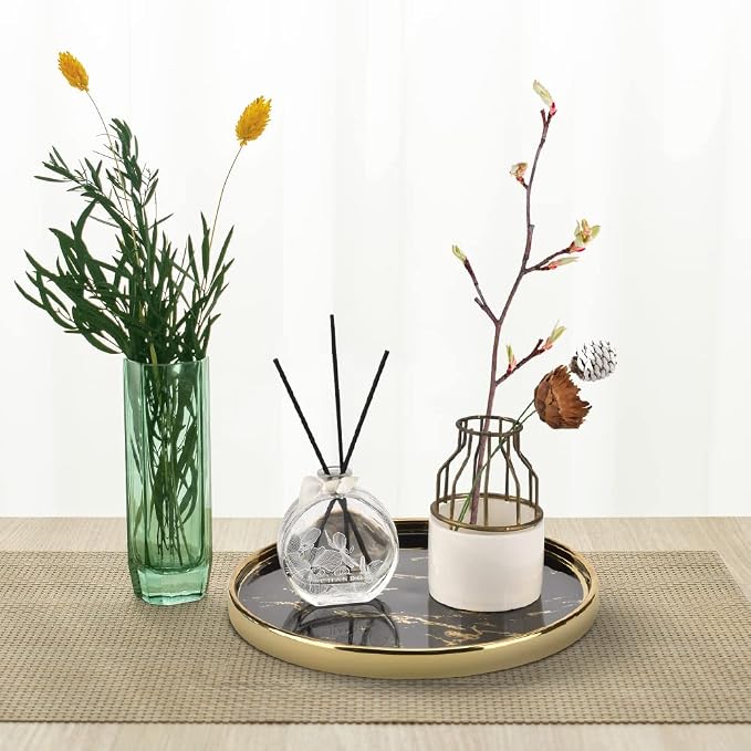 Black Vanity Tray Round Bathroom Decorative Tray - Image 7