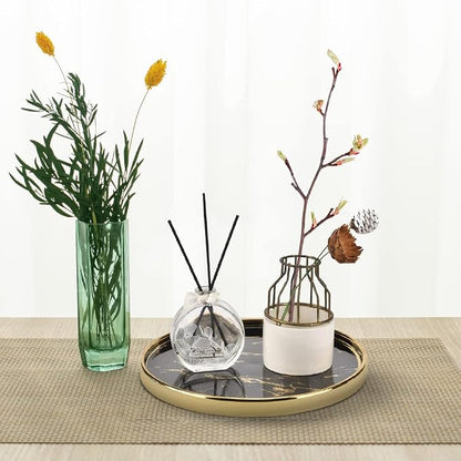 Black Vanity Tray Round Bathroom Decorative Tray - Image 7
