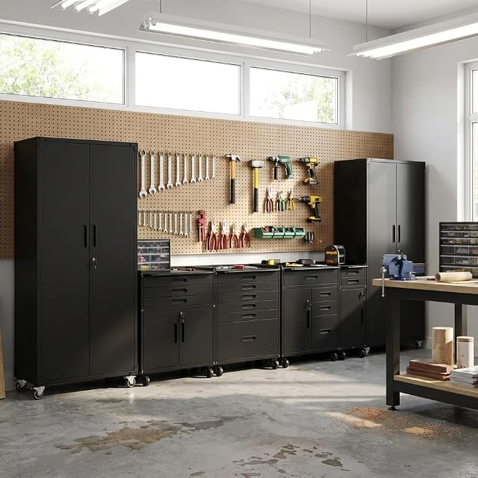 Garage Cabinet System | Heavy Duty Steel All-in-One Modular Garage Cabinet Set by VIYET