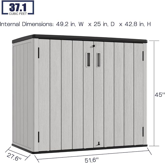 KINYING Outdoor Horizontal Storage Sheds, 37 Cu.ft Outdoor Storage Cabinet - Image 4