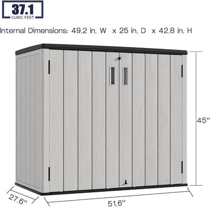 KINYING Outdoor Horizontal Storage Sheds, 37 Cu.ft Outdoor Storage Cabinet - Image 4