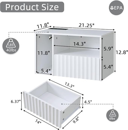 Modern Matte White Fluted Floating Nightstand - Image 2