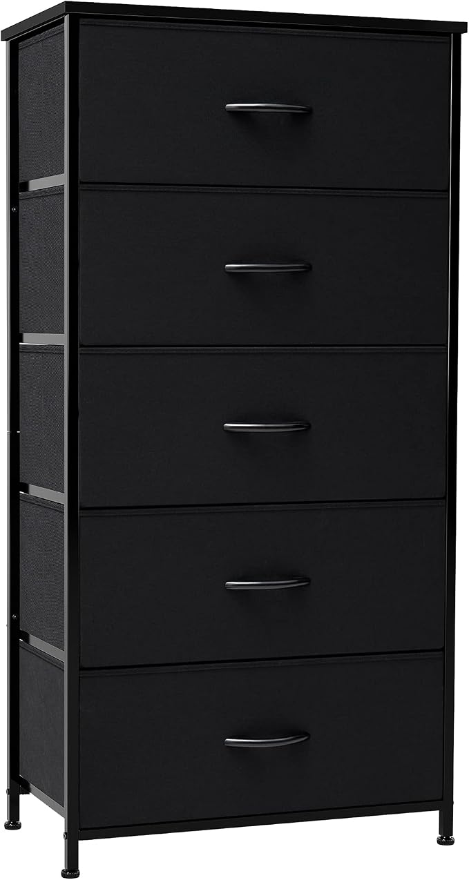 Tall Dresser, Wide Vertical Fabric Storage Organizer, 5 Drawers | Sturdy Steel by CrestliveProducts