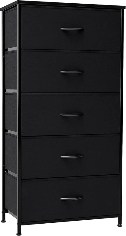 Tall Dresser, Wide Vertical Fabric Storage Organizer, 5 Drawers | Sturdy Steel by CrestliveProducts