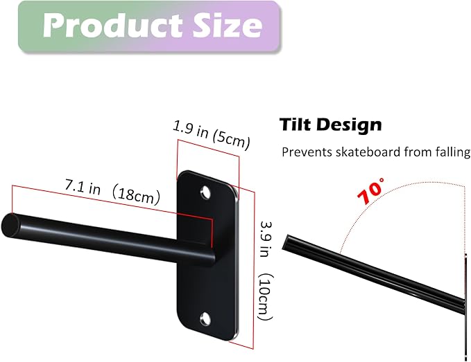 Skateboard Wall Mount Skateboard Hanger Skate Deck Display Holder Skateboard - Image 3