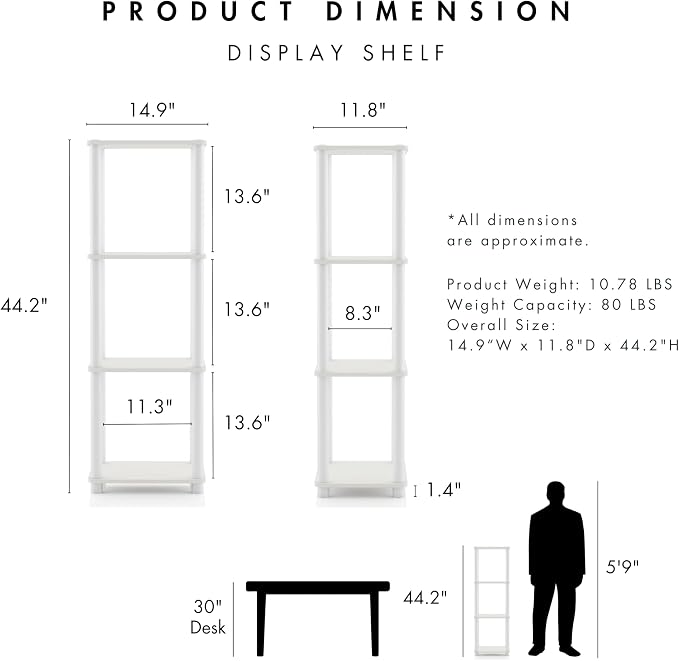 Homes: Inside + Out Apexa Modern 4-Tier Narrow Shelving Units, Collectibles - Image 3