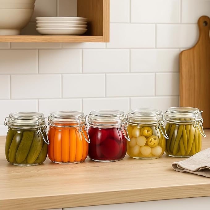 17oz Airtight Glass Jars with Clamp Lids, Small Food Storage Canisters Set of 6 - Image 7