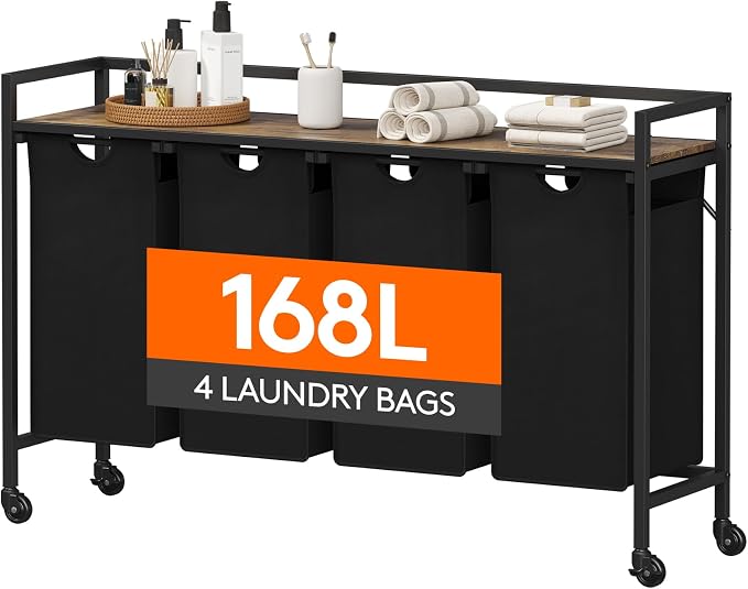 Lifewit Laundry Hamper 4 Section, 168L Pull out Laundry Clothes Basket Organizer by Lifewit