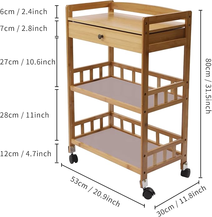 Kitchen Carts on Wheels with Storage, Rolling Storage Cart with Handles - Image 5