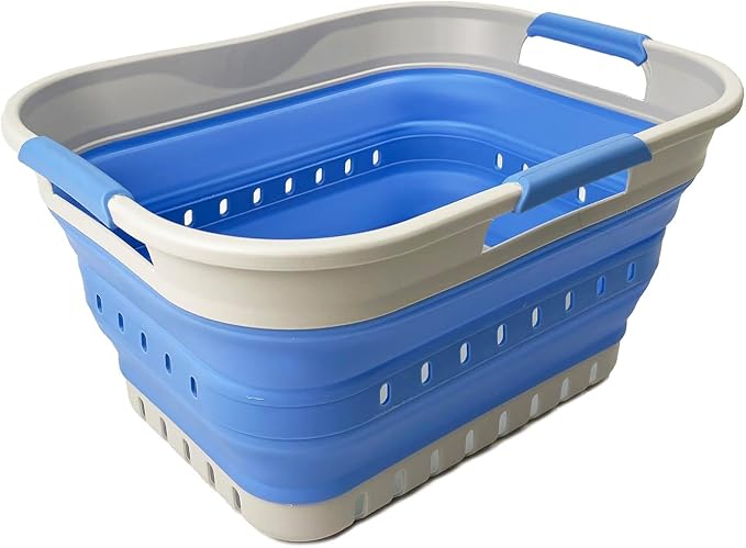 SAMMART Collapsible Plastic Rectangular Laundry Basket by SAMMART