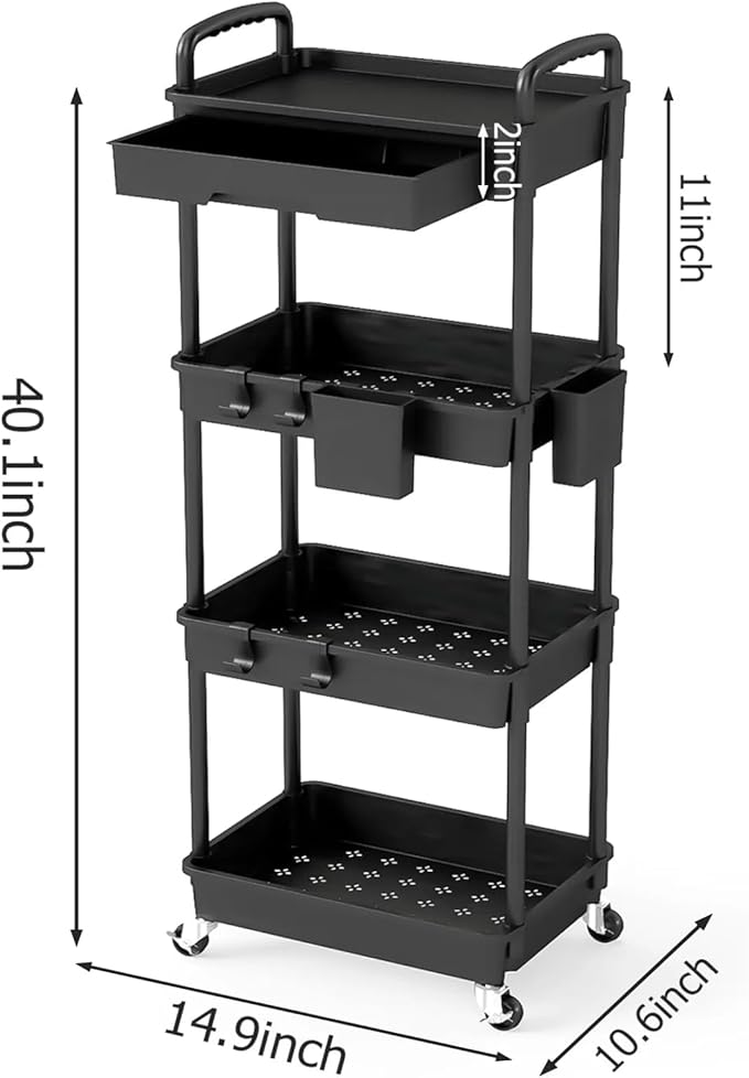 4 Tier Rolling Utility Cart - Image 2