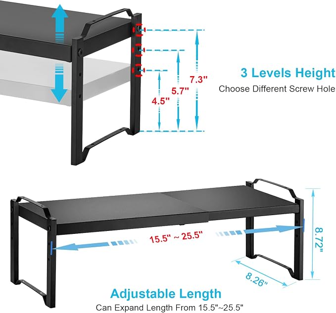 1 Pack Expandable Cabinet Countertop Shelves, Stackable Shelves Organizers - Image 2