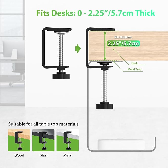 KEEGH 16" Under Desk Cable Management Tray, No Drill Clamp Mount, Extra Large - Image 7