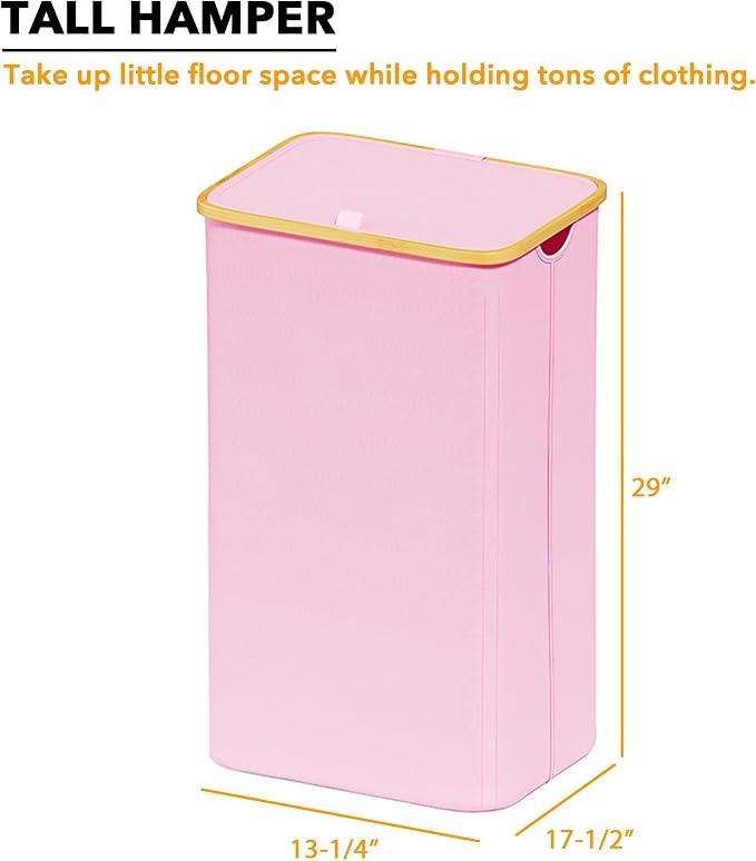 SpaceAid Laundry Hamper with Lid, 110L Large Tall Clothes Basket Bin with - Image 5