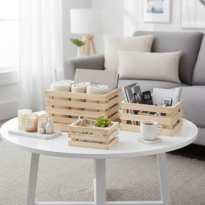 Oairse Set of 3 Nesting Wooden Storage Crates - Image 6