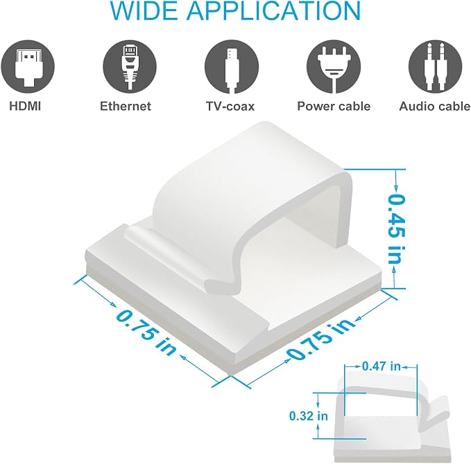 Adhesive Cable Clips White, Upgraded Wire Clips - Image 5