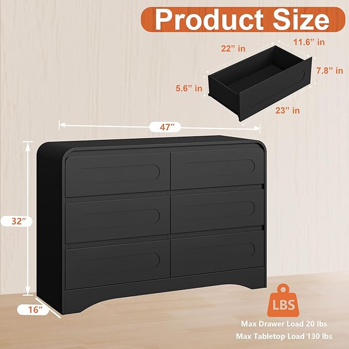 6 Drawer Dresser with Extendable Table, L-Shaped Desk Vanity Combo, Modern - Image 2