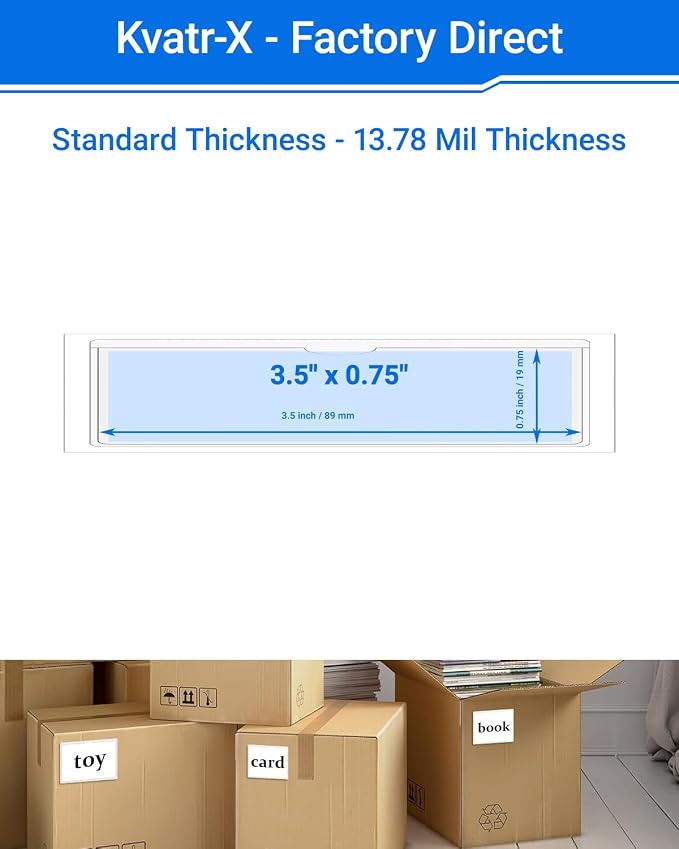 20 PCS Clear Self Adhesive Plastic Label Pockets, Top Loading Business & - Image 2