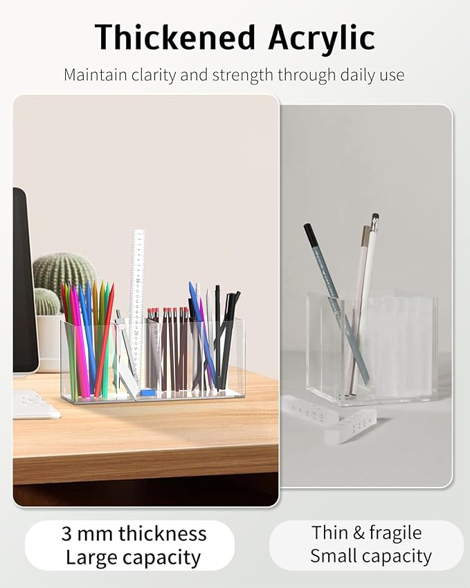 Uniclife Clear Acrylic Pen Holder - Image 4
