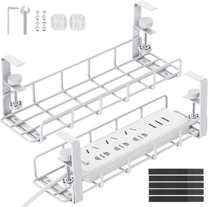 Under Desk Cable Management Tray, 31.5'' No Drill Heavy Duty Steel Cable Tray by REFLYING