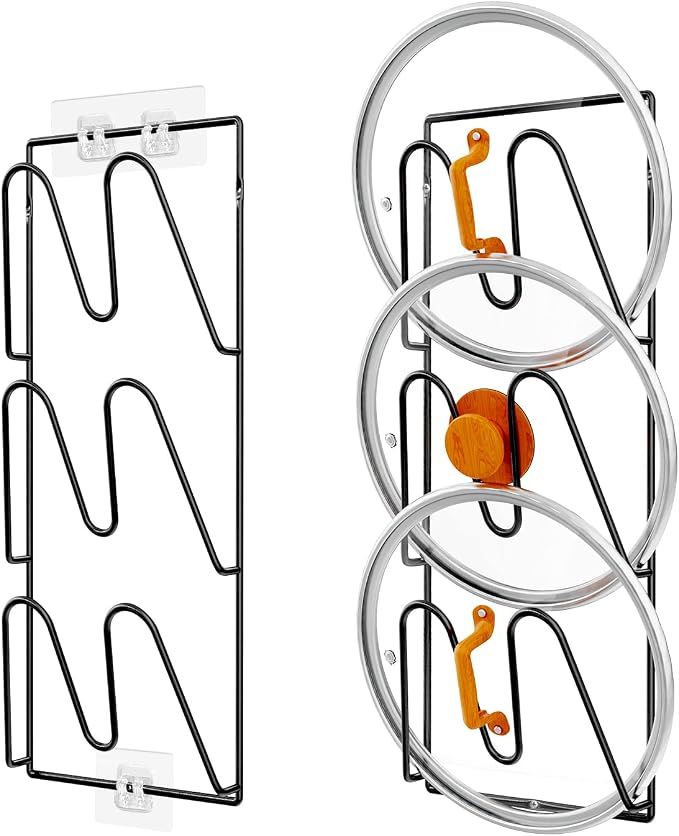 2 Pack Pot Lid Organizer Rack, 6-Tier Pot Lids Holder by Durmmur