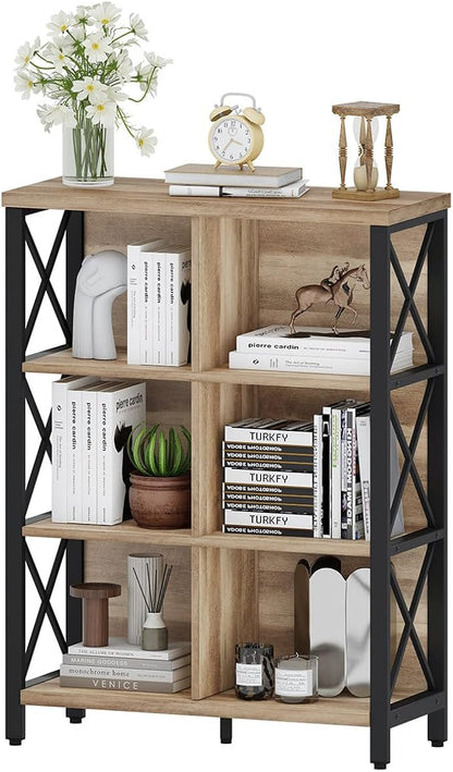 FATORRI 6 Cube Storage Organizer Shelf, Wood and Metal Cubby Bookcase, - Image 9