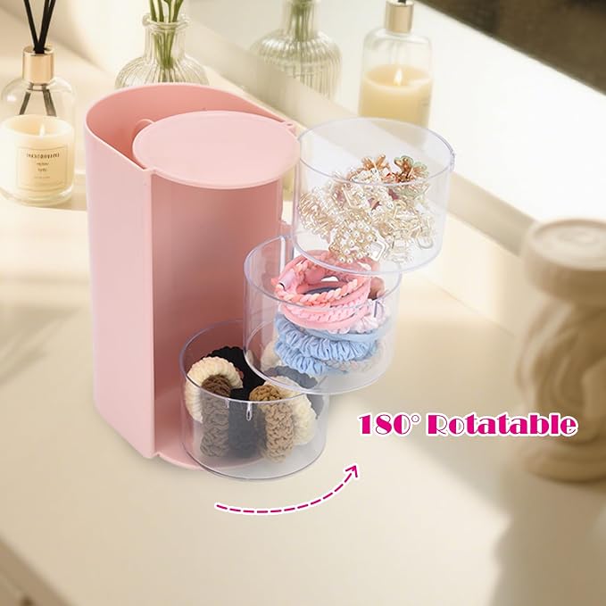 Pink Hair Accessory Organizer, 3-Layer Clear Hair Accessories Organizer - Image 5