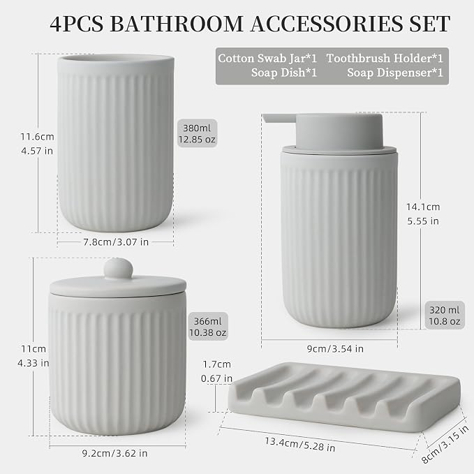 BosilunLife Ceramic Bathroom Accessories Set - Image 3