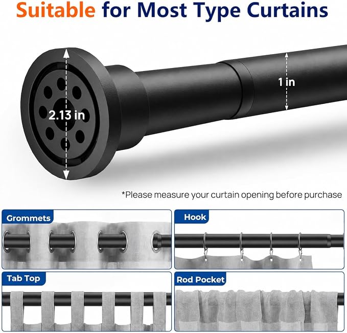 ALLZONE Heavy Duty Tension Shower Curtain Rod 42-83 Inches - Image 3