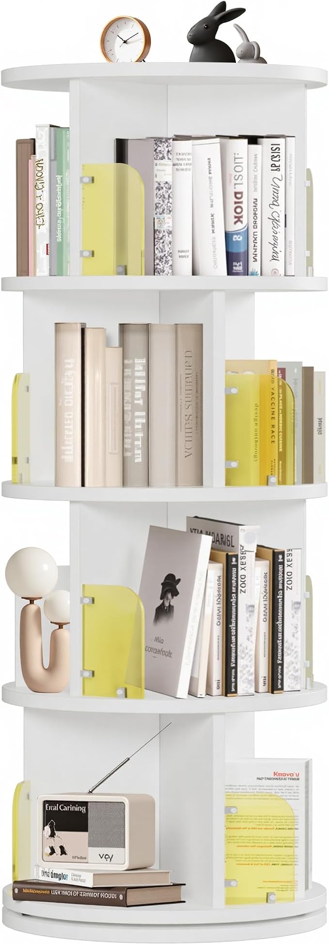 VECELO Rotating Bookshelf Tower, 360°Revolving Bookcase, Round Book Shelf by VECELO