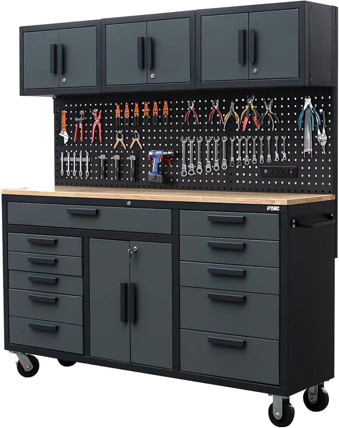 72in Rolling Tool Chest Cabinet Mobile Garage Workbench Heavy-Duty Tool Cabinet - Image 9