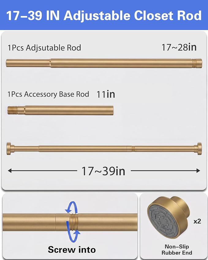 Closet Rod, No Drill Tension Closet Rod - Image 7