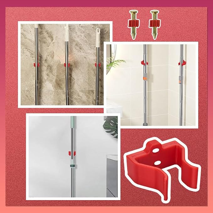 Wall Mounted Plastic Mop and Broom Holder, Storage Organization Rack - Image 3