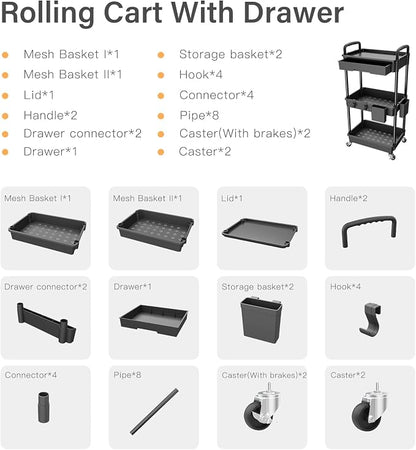 3 Tier Rolling Utility Cart - Image 4