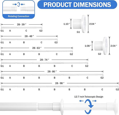 No Drilling Closet Rod, Adjustable White Closet Rod, 28-98 Inches Closet - Image 5