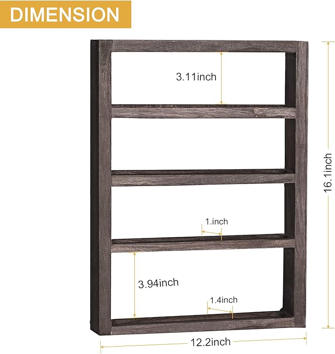 ETELI Essential Oil Storage Rack 4 Tier Wall Mounted Wooden Display Shelf - Image 2