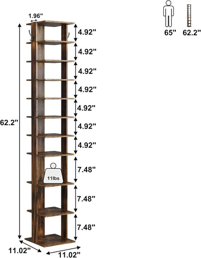 HOMEFORT 10-Tier Vertical Shoe Rack, Corner Shoe Tower, Slim Shoe Organizer - Image 3