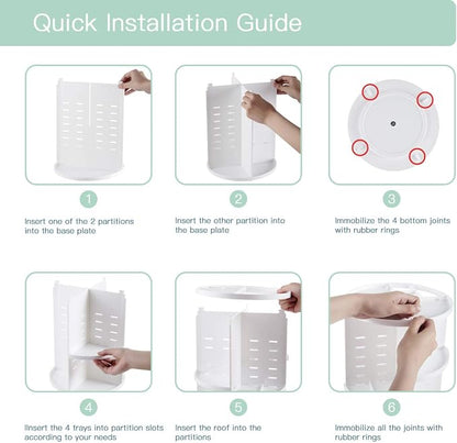 360 Rotating Makeup Organizer, DIY Adjustable Spinning Holder, Foldable - Image 6