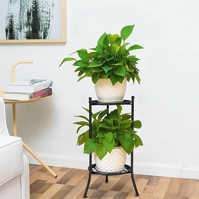 19. Plant Stand for Flower Pot Heavy Duty Potted Holder, 2 Tiers Tall Planter - Image 5