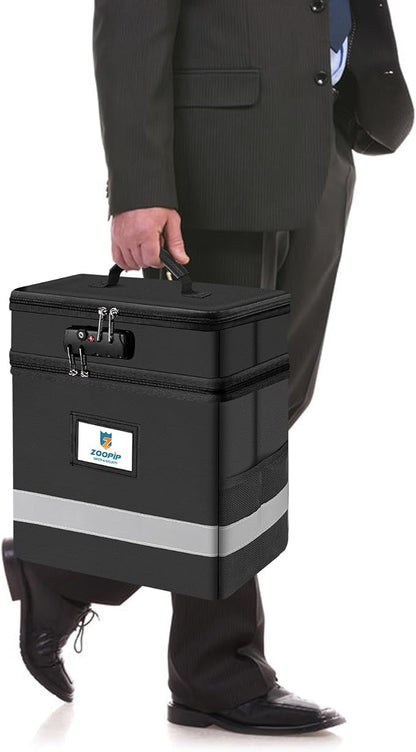 Fireproof File Box with Lock, 2 Layer Document Box Storage Organizer, Suitable - Image 6