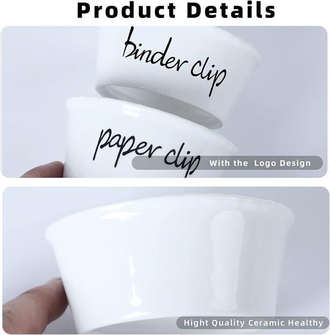 ONTUBE Ceramic Paper Clip Holder and Binder Clip Holder Set - Image 2