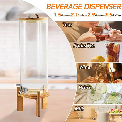 Beverage Dispenser, 3.5 Gallon Glass Drink Dispenser - Image 4