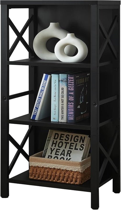 Small Bookshelf, 4 Tier Industrial Bookcase - Image 7