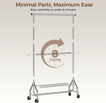 HYSEYY Heavy Duty Clothes Rack, Double Rod Clothing Rack - Image 6