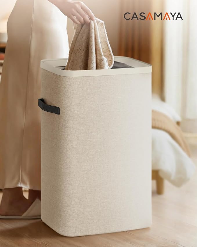CASAMAYA Laundry Basket with Lid, Slim Laundry Hamper, 65L collapsible Laundry - Image 7