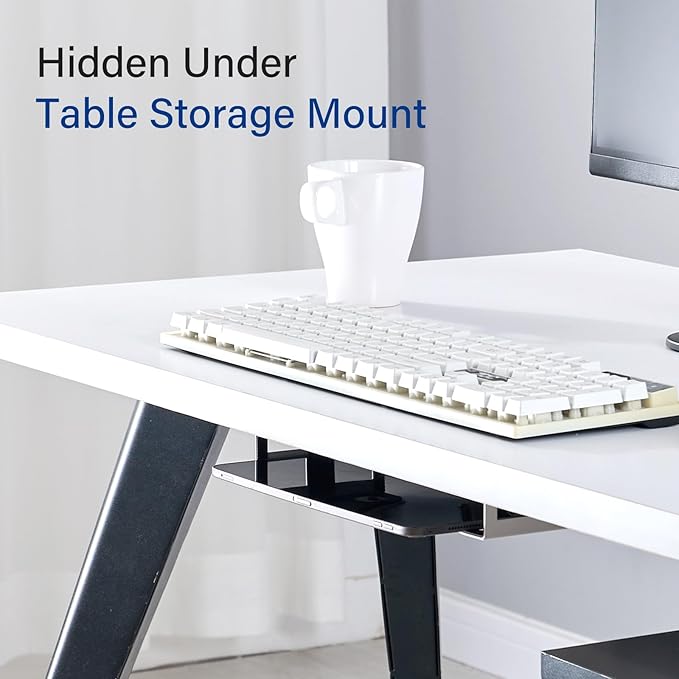 BYMECOST Under Desk Laptop Mount, Metal Under Desk Storage Holder, - Image 4