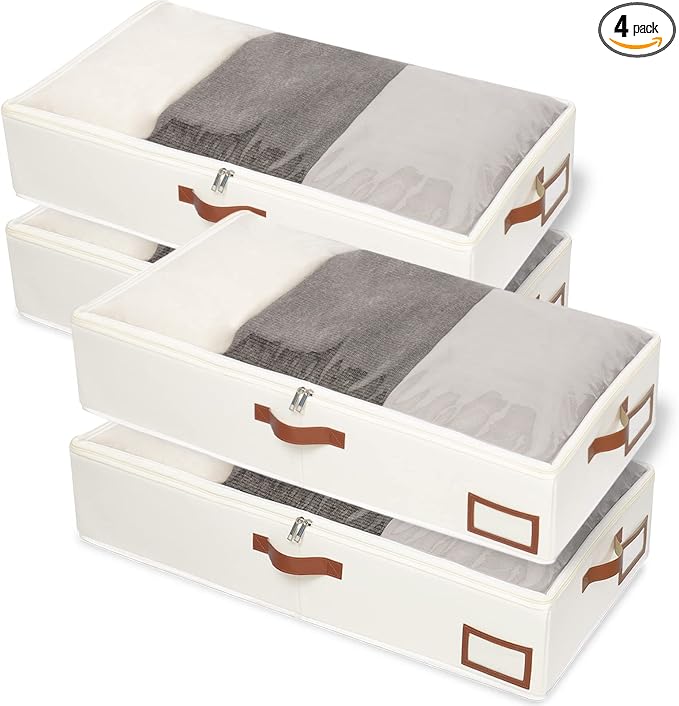Yawinhe Under Bed Storage, 4 Pack Closet Organizers, Collapsible Container Bags by Yawinhe