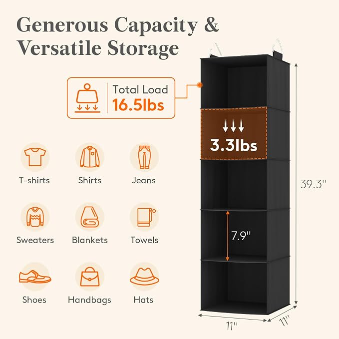 Lifewit 5 Tier Hanging Closet Organizer and Storage - Image 3